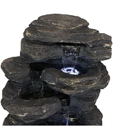 Sunnydaze Decor Polystone Rock Falls Waterfall Fountain with Led Lights - 24 in