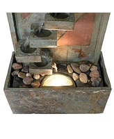 Sunnydaze Decor Copper/Slate Staircase Water Fountain with Led Lights - 48 in