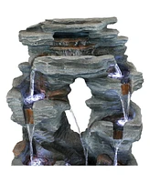 Sunnydaze Decor Dual Cascading Rock Waterfall Fountain with Led Lights - 39 in