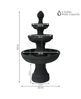 43"H Electric Fiberglass and Resin 3-Tier Flower Blossom Outdoor Water Fountain