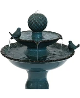 Sunnydaze Decor Resting Birds Ceramic Outdoor 2-Tier Water Fountain