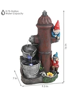 Sunnydaze Decor Electric Fire Hydrant Gnome Water Fountain with Led Light - 16 in