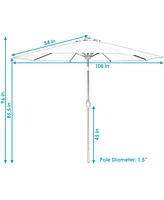 Sunnydaze Decor 9 ft Solar Aluminum Patio Umbrella with Tilt and Crank - Gray