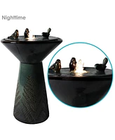 Sunnydaze Decor Gathering Birds Ceramic Outdoor Fountain with Led Lights - 28 in