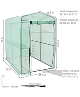 Sunnydaze Decor Large Steel Pe Cover Walk-In Greenhouse with 1 Shelf - Green