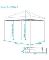 Sunnydaze Decor Premium Pop-Up Canopy with Rolling Bag - 12 ft x 12 ft