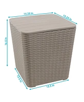 Sunnydaze Decor 11.5 gal Faux Rattan Outdoor Storage Box - Driftwood