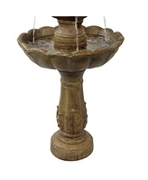 Sunnydaze Decor Blooming Flower Resin Outdoor 2-Tier Water Fountain