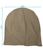 Firewood Log Hoop Cover - Heavy-Duty Outdoor Weather-Resistant Polyester with Pvc Backing - 40-Inch - Khaki