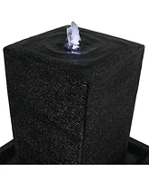 Sunnydaze Decor Large Pillar Outdoor Water Fountain with Led Lights - 40 in