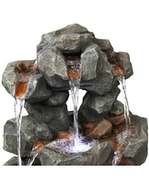 Sunnydaze Decor Layered Rock Waterfall Fountain with Led Lights - 32 in