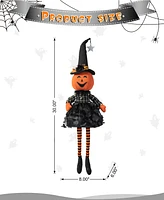 Glitzhome 30"H Halloween Fabric Dressed Pumpkin Sitter