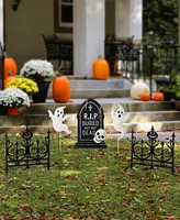 Glitzhome 24"H Halloween Metal Graveyard Set Yard Stake, Set of 5