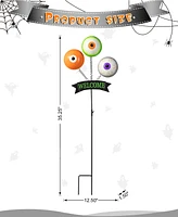 Glitzhome 35.25"H Halloween Metal "Welcome" Spring Eyeballs Yard Stake