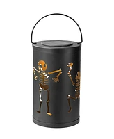 Glitzhome 10.75"H Halloween Metal Skeleton Solar Powered Led Lantern