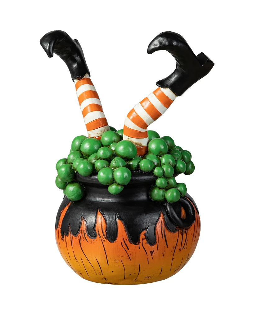 Glitzhome 8.75''H Halloween Polyresin Witches With Cauldron Table Decor