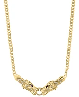 Effy Diamond (1/3 ct. t.w.) & Ruby (1/10 ct. t.w.) Two Dragon Head 17" Statement Necklace in 14k Gold