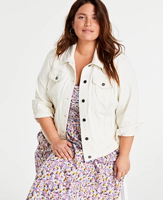 On 34th Trendy Plus Size Classic Denim Trucker Jacket, Created for Macy's
