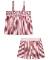 Polo Ralph Lauren Big Girls Striped Cotton Poplin Top & Short Set