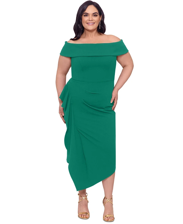 plus size midi bridesmaid dresses Ruffled V-neck Midi Satin Bridesmaid Dress