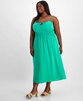 Trendy Plus Tie-Front Strappy Midi Dress, Created for Macy's