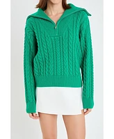 English Factory Women's Zip Up Knit Top