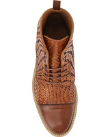 Taft Men's Rome Woven Handcrafted Full-grain Leather Dress Lace-up Boot