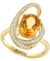 Effy Citrine (3-1/10 ct. t.w.) & Diamond (1/5 ct. t.w.) Swirl Ring in 14k Gold