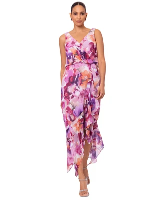 Xscape Women's Floral-Print Midi Dress