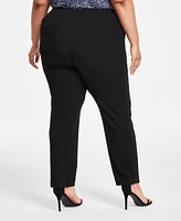 Anne Klein Plus Hollywood-Waist Cool Crepe Pull-On Ankle Pants