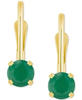 Emerald Solitaire Leverback Earrings (1/2 ct. t.w.) 14k Gold (Also Ruby, Sapphire, & Tanzanite)