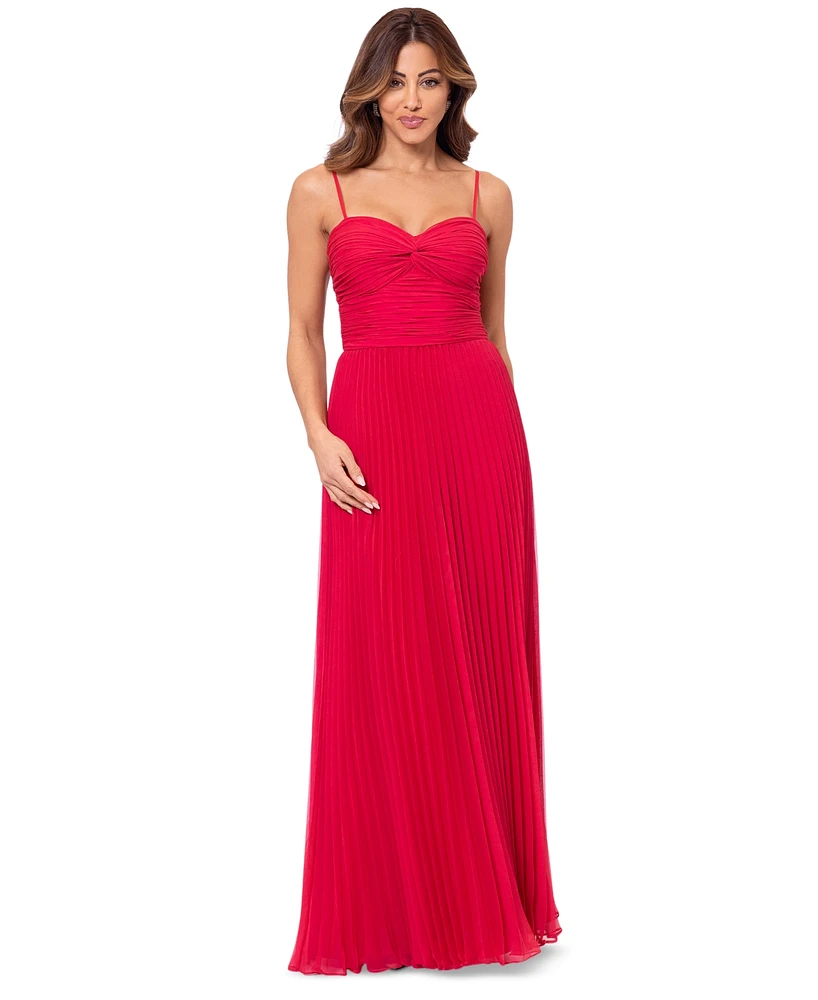 Xscape Women's Ruched Pleated Gown