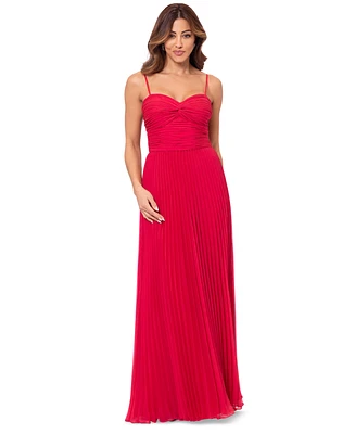 Xscape Women's Ruched Pleated Gown