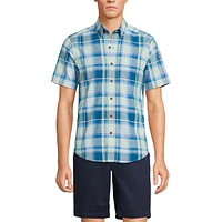 Lands' End Men's Traditional Fit Short Sleeve Madras Shirt