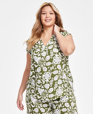 Vince Camuto Plus Printed Sleeveless Blouse
