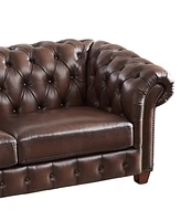 Versailles 70" Top Grain Leather Loveseat