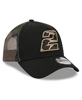 New Era Men's Black Austin Cindric Camo 9forty A-Frame Trucker Adjustable Hat