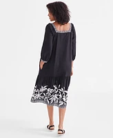 Style & Co Women's Printed Square Neck Midi Dress, Created for Macy's