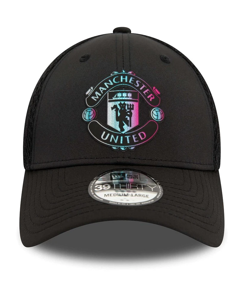 New Era Men's Black Manchester United Holographic 39thirty Flex Hat