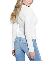 Guess Women's Tessa Smocked Button-Down Long-Sleeve Top