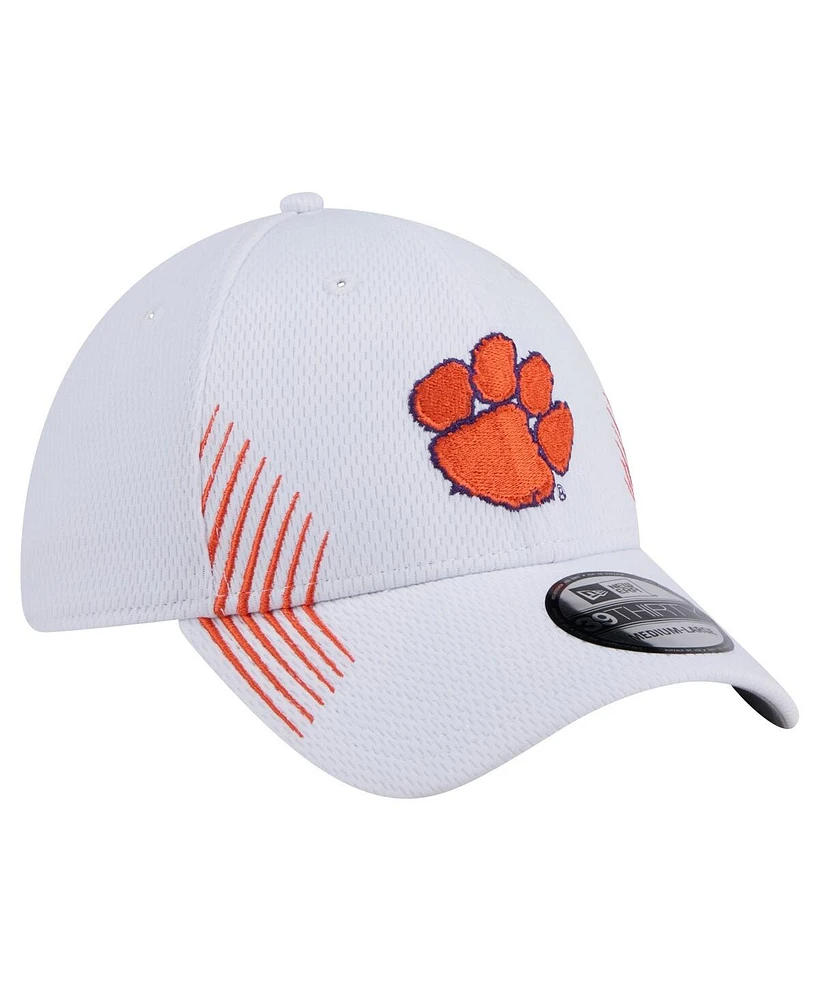 New Era Men's White Clemson Tigers Active Slash Sides 39Thirty Flex Hat