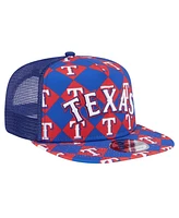 New Era Men's Royal Texas Rangers Seeing Diamonds A-Frame Trucker 9Fifty Snapback Hat