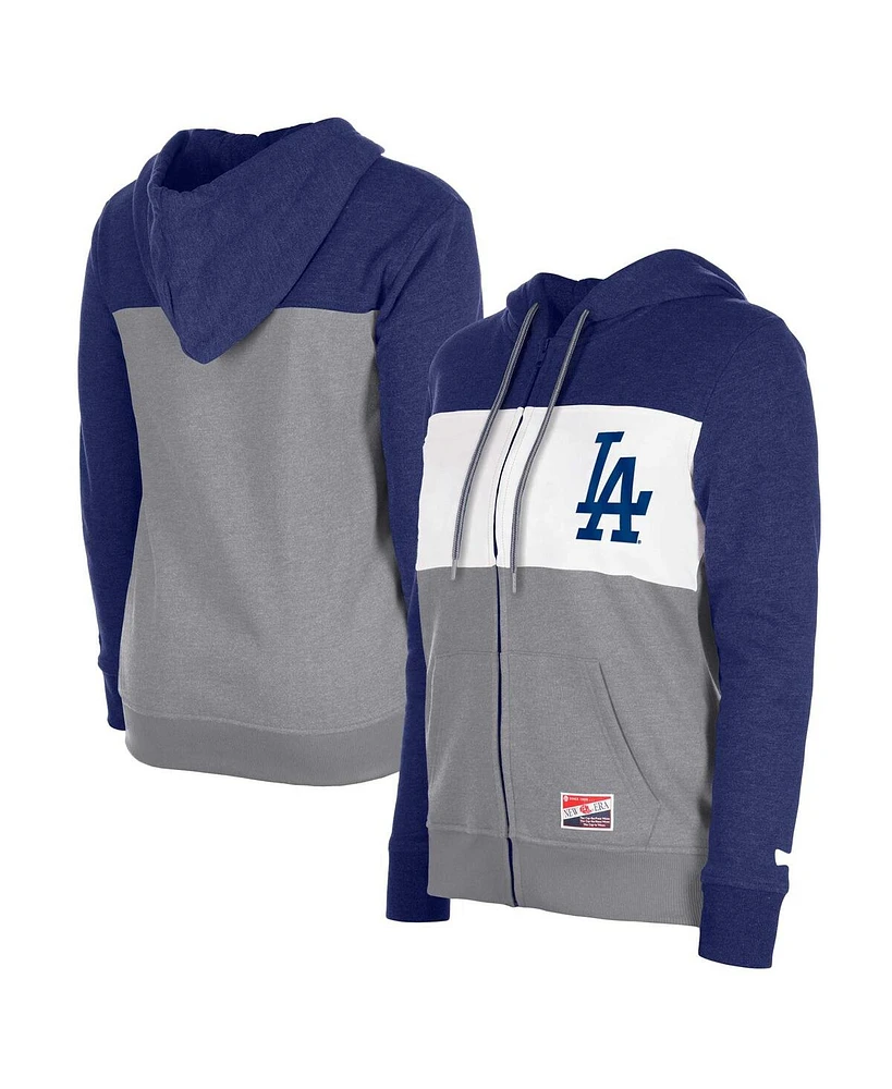 New Era Women's Royal Los Angeles Dodgers Color Block Full-Zip Hoodie Jacket