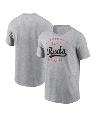 Nike Men's Heather Gray Cincinnati Reds Home Team Athletic Arch T-Shirt