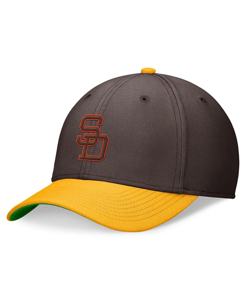 Nike Men's Brown/Gold San Diego Padres Cooperstown Collection Rewind Swooshflex Performance Hat