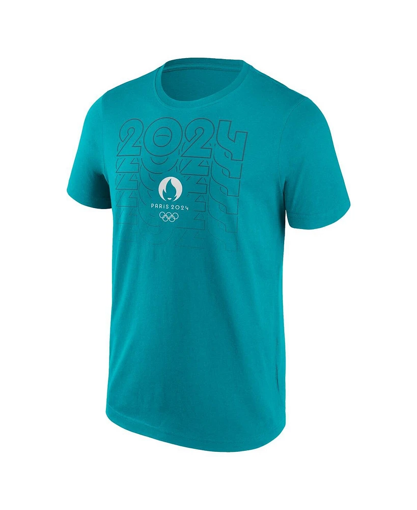 Fanatics Branded Men's Aqua Paris 2024 Repeat Outline T-Shirt