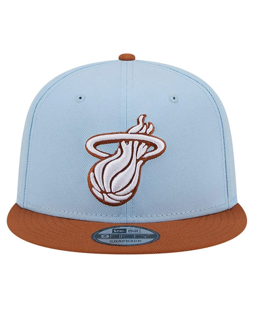 New Era Men's Light Blue/ Miami Heat 2-Tone Color Pack 9fifty Snapback Hat