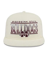 New Era Men's White Mississippi State Bulldogs Throwback Golfer Corduroy Snapback Hat