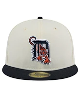 New Era Men's White Detroit Tigers Cooperstown Collection Chrome 59Fifty Fitted Hat