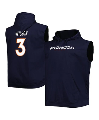 Profile Men's Russell Wilson Navy Denver Broncos Big Tall Muscle Pullover Hoodie